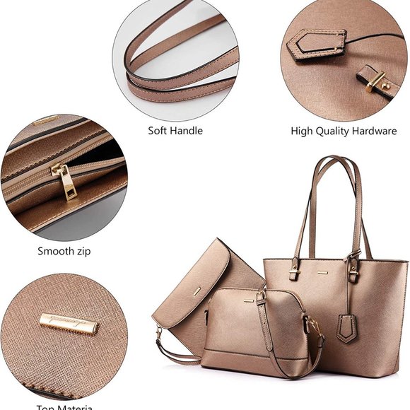 New Handbags for Women Shoulder Bags Tote Satchel Hobo 3pcs Purse Set - Picture 8 of 9